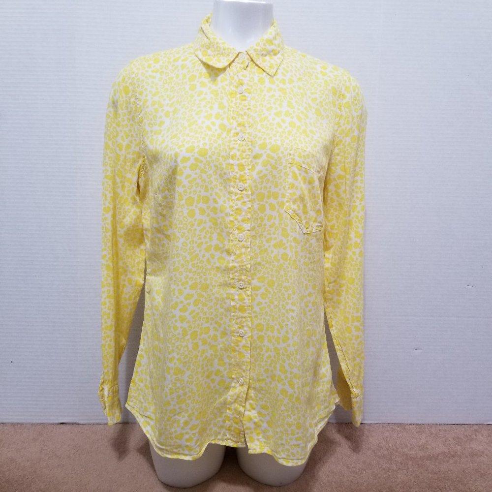 Gap Top Medium Button Up Down Giraffe Leopard Che… - image 1